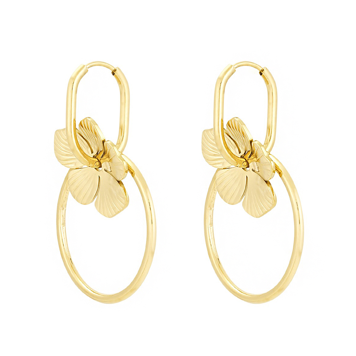 Golden bloom hoop earrings: stainless steel