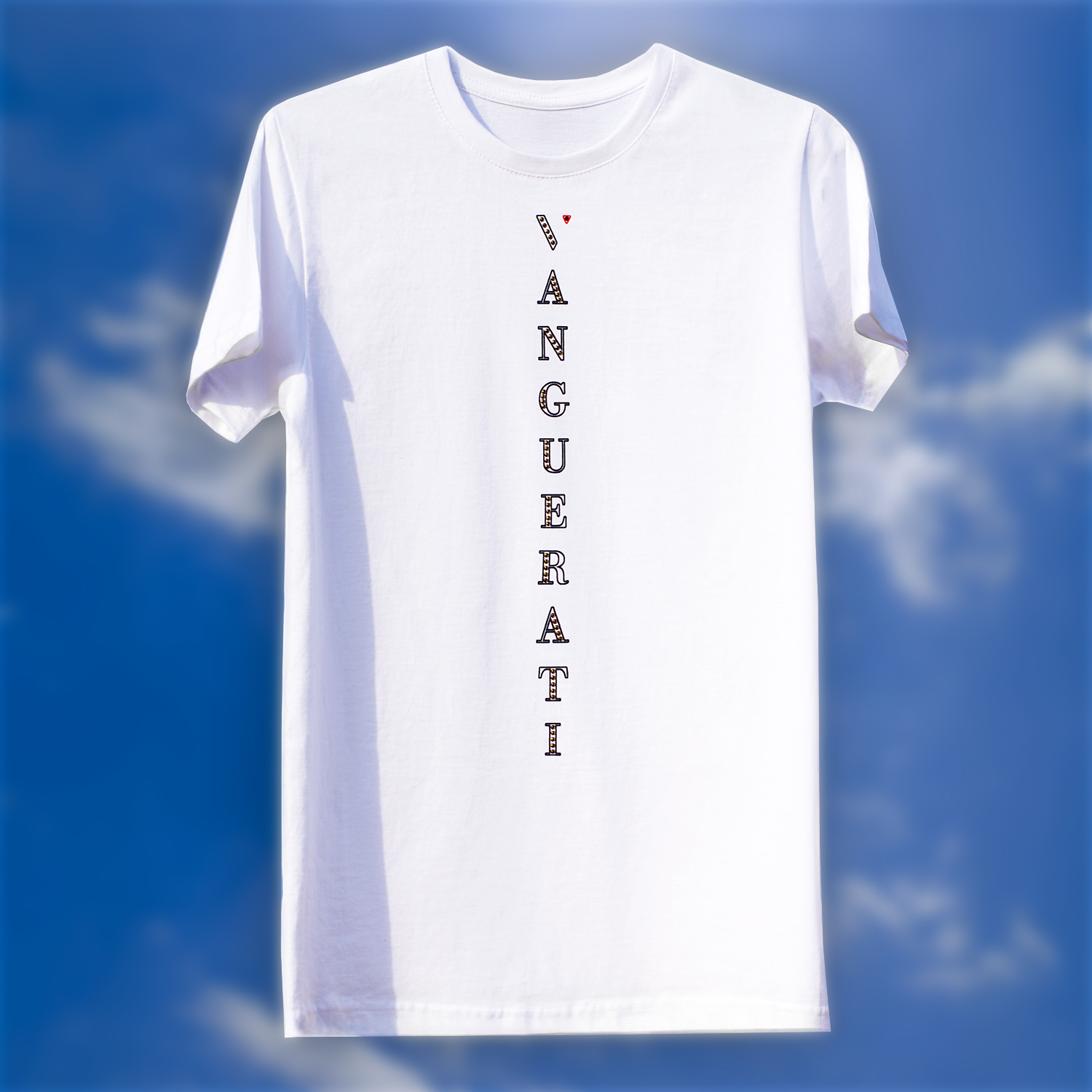 Vertical Swarovski front white T-shirt