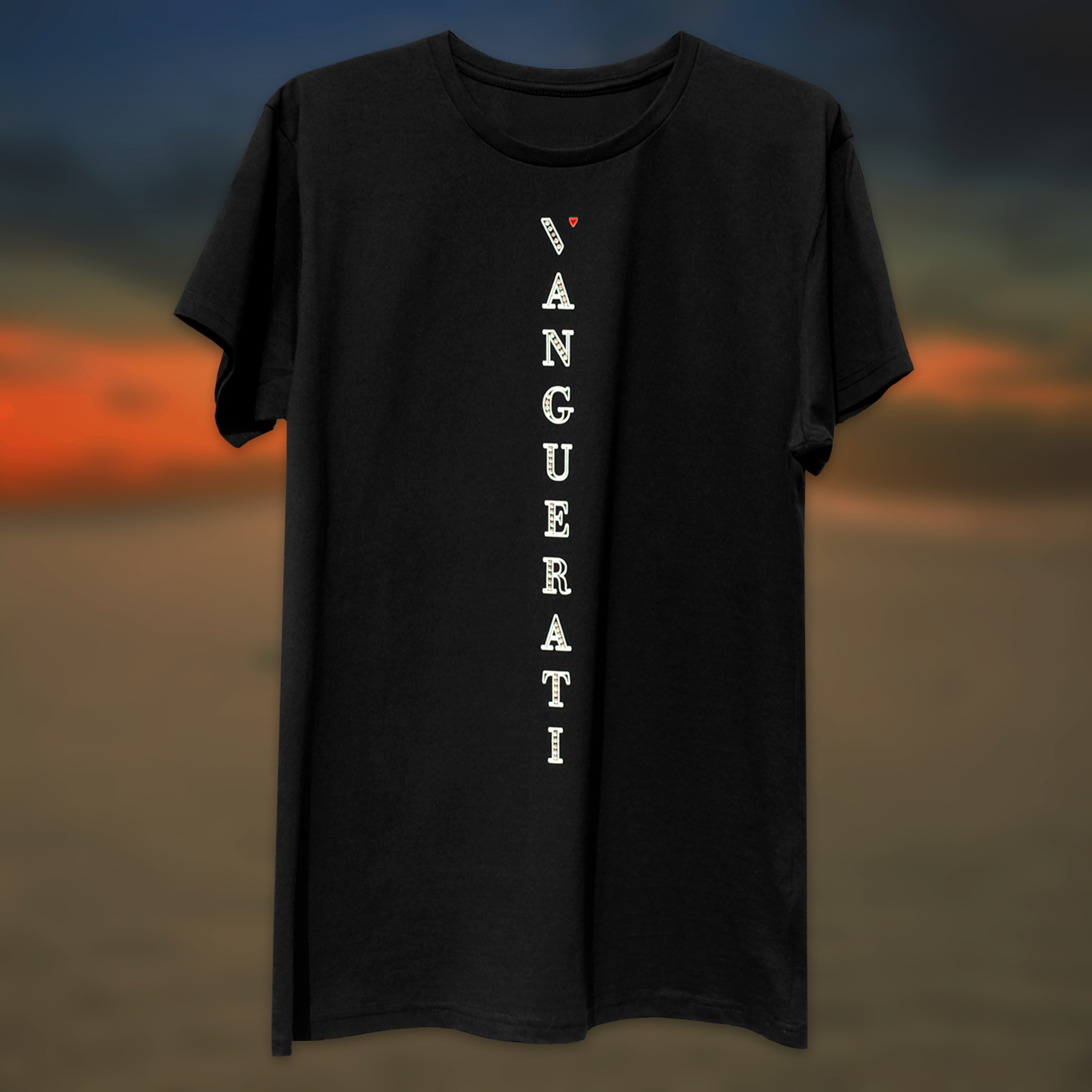 Vertical Swarovski front black T-shirt