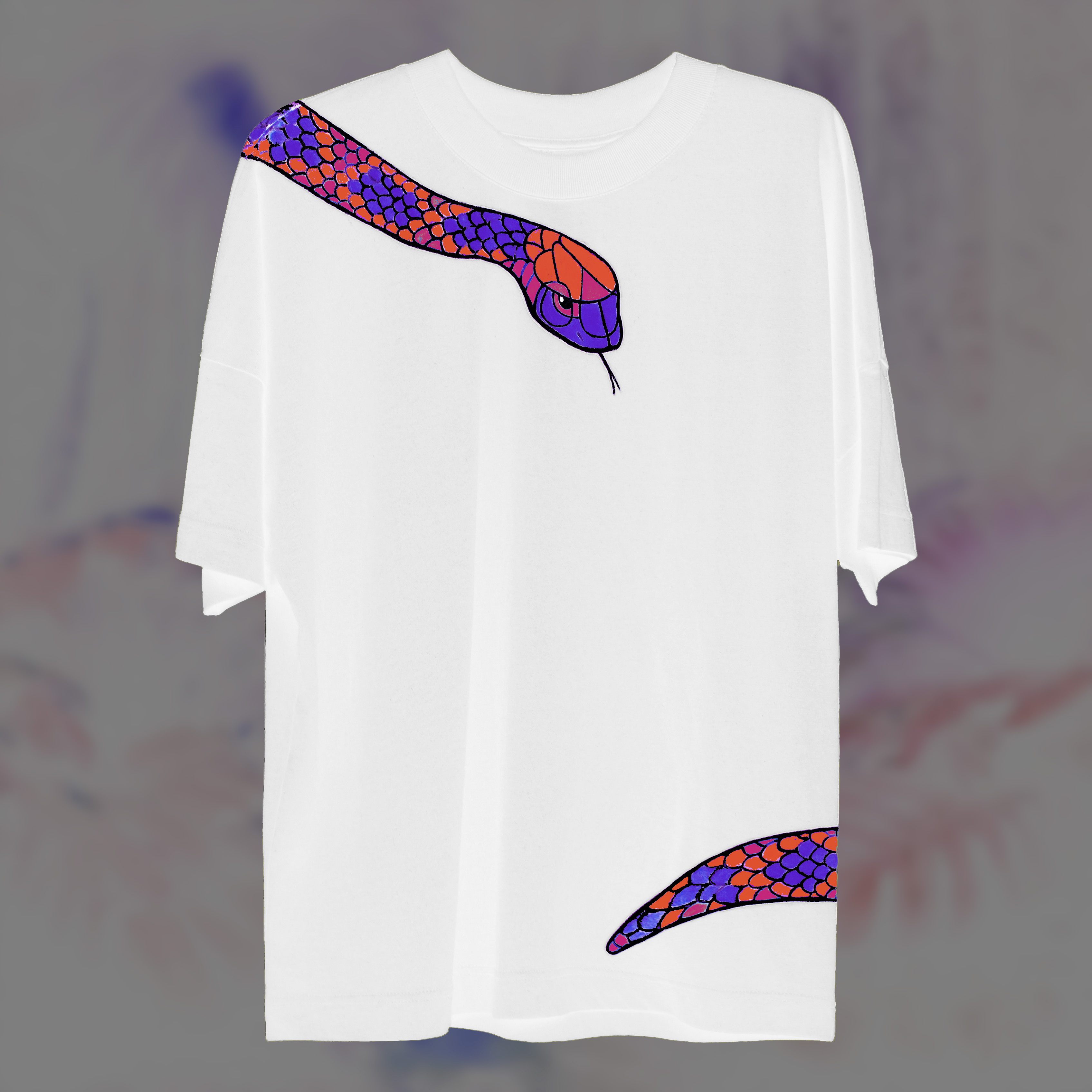 Snake white hand-painted T-shirt