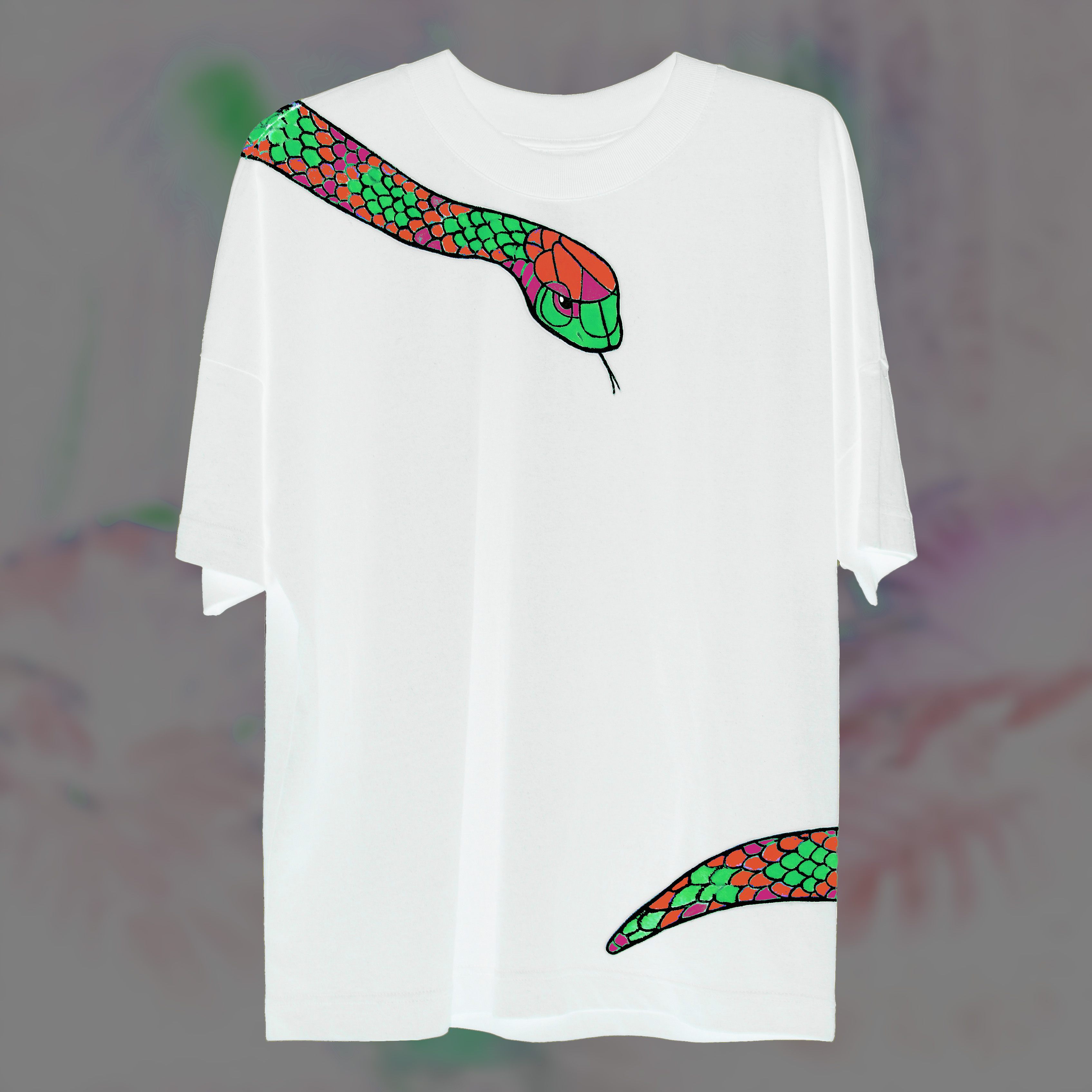 Snake white hand-painted T-shirt