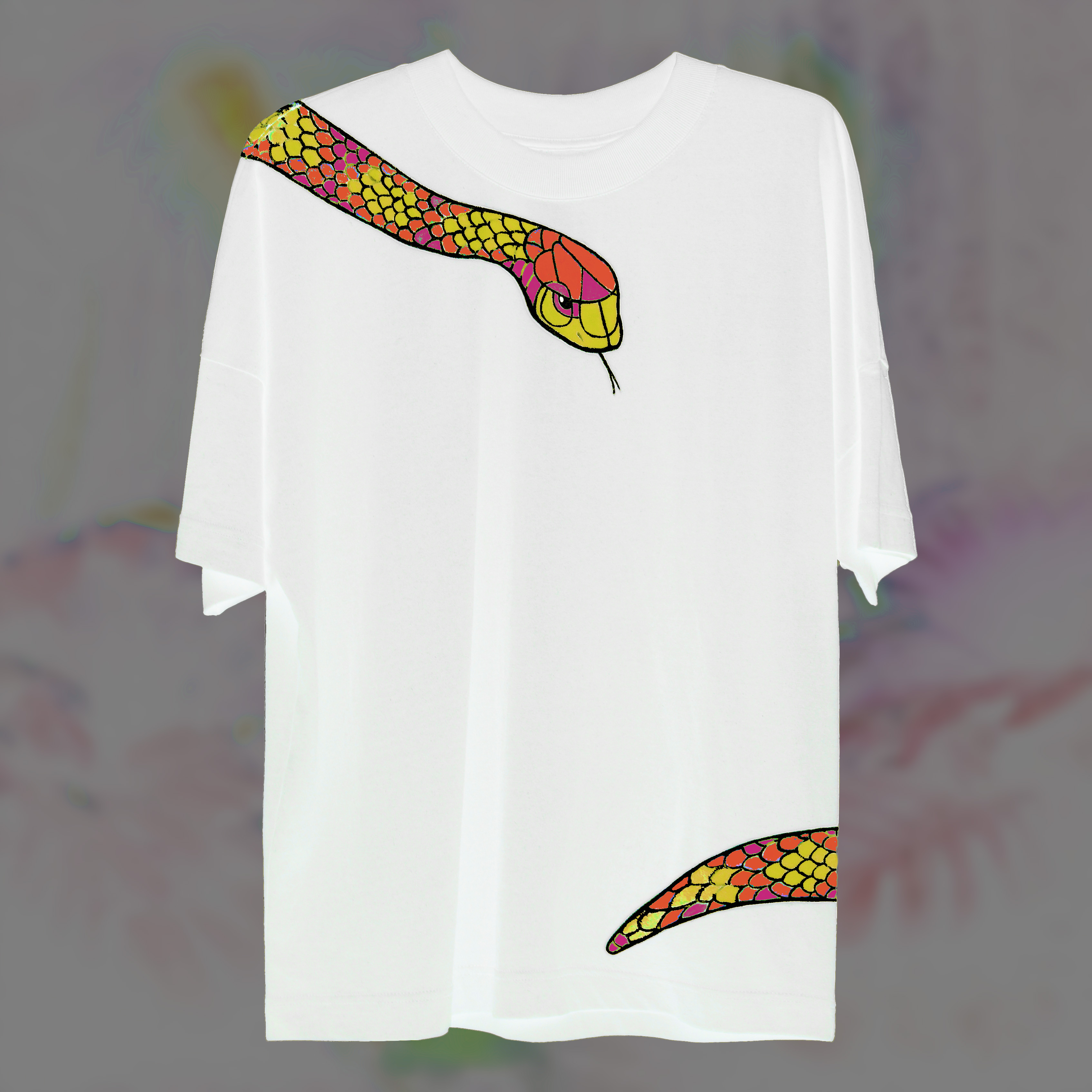 Snake white hand-painted T-shirt