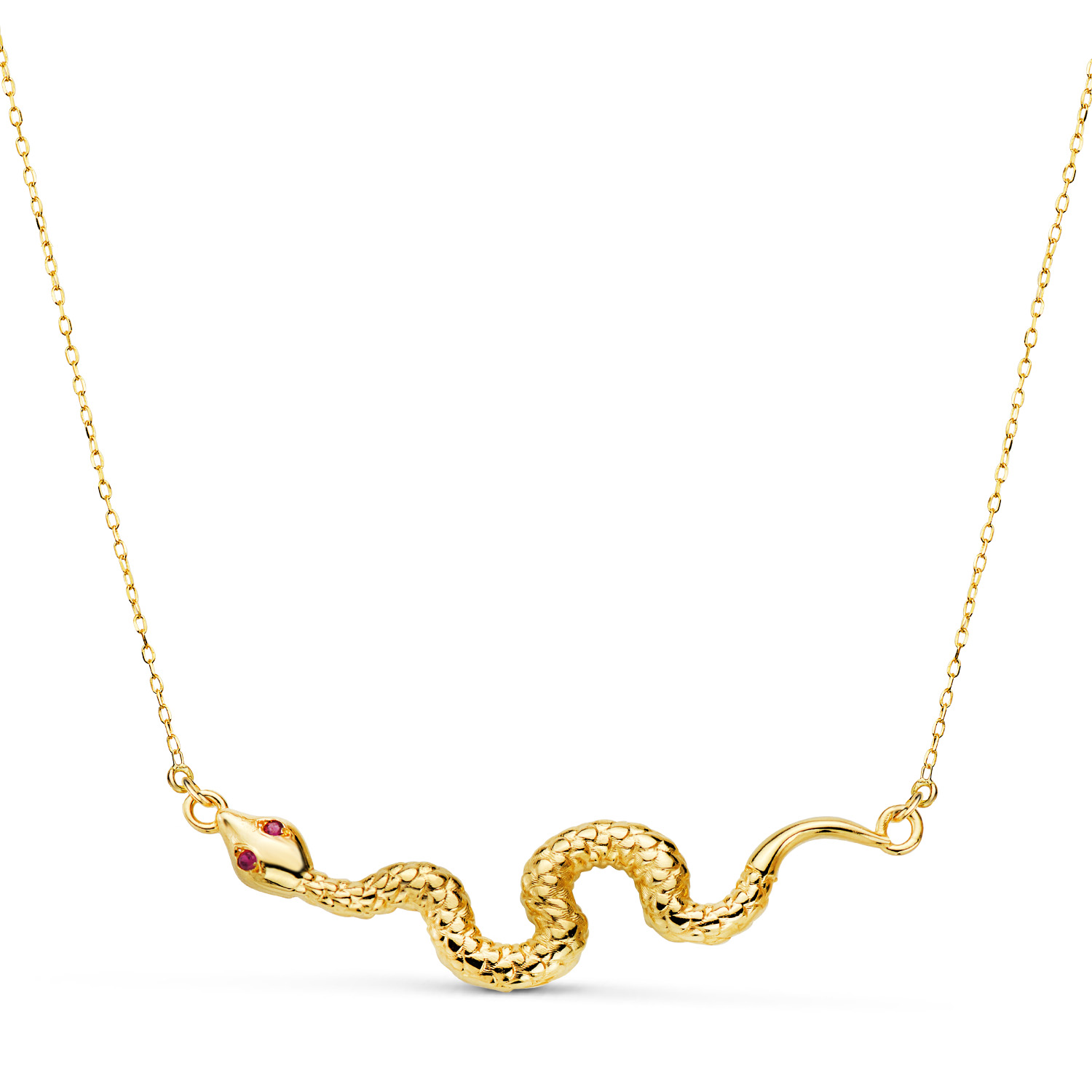 Snake red necklace: 18 kt yellow gold