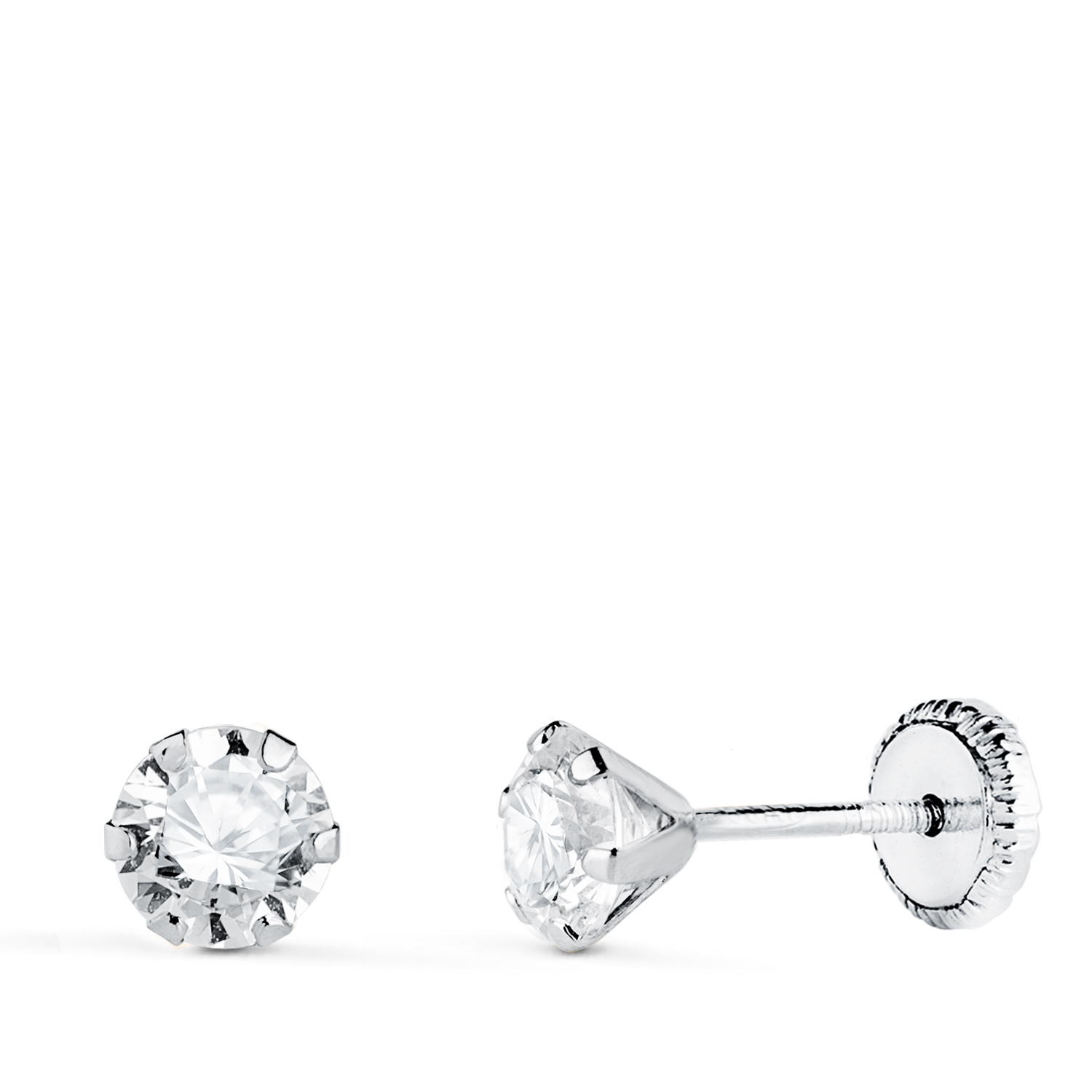 Gold stud earrings: 18 kt white gold 