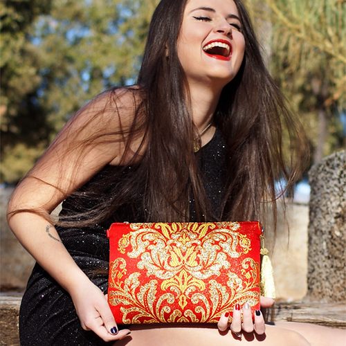 Fallera red gold leather bag