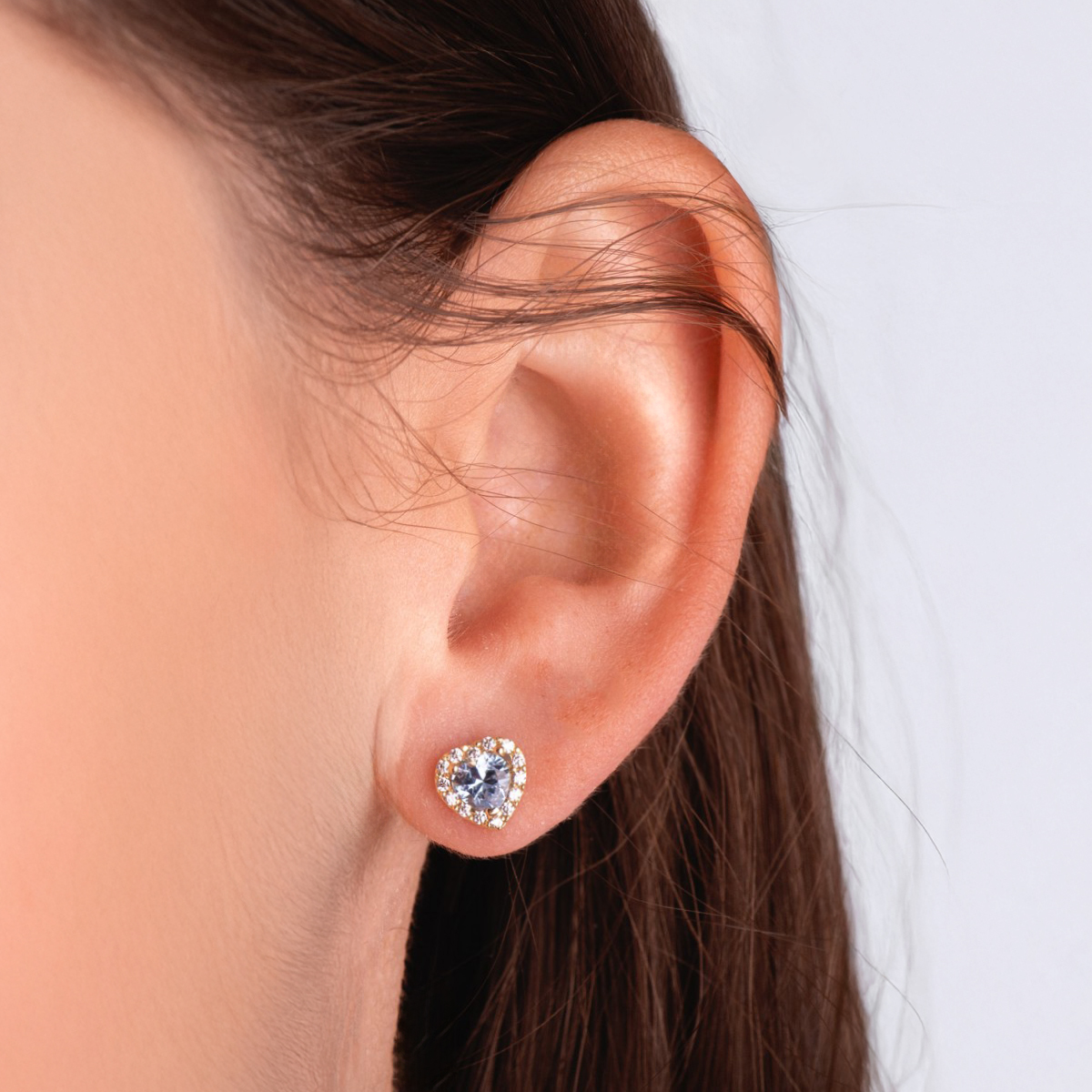 Heart aquamarine earrings: 18 kt yellow gold with zirconias