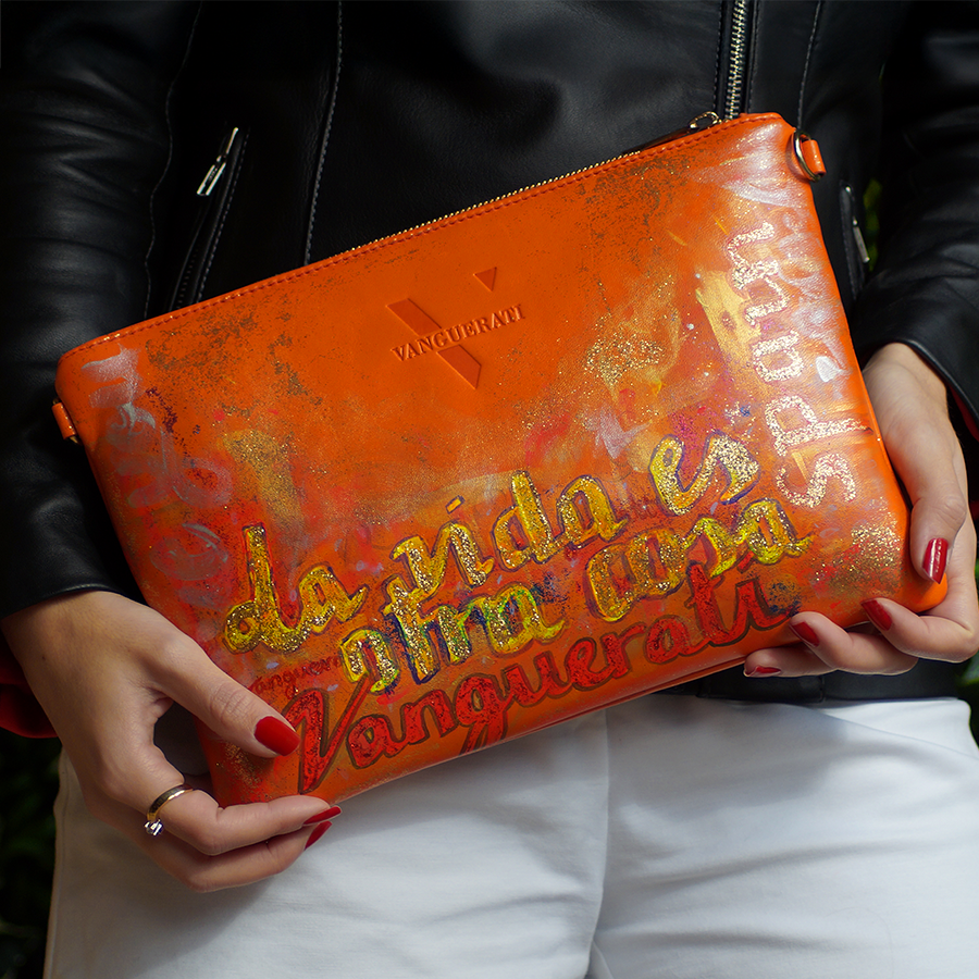 Life is other thing hand-painted leather bag