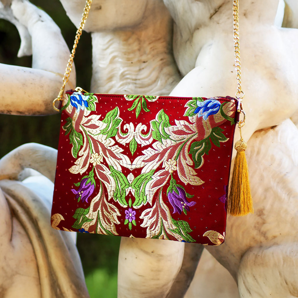Fallera flowers Glory leather bag with Swarovski