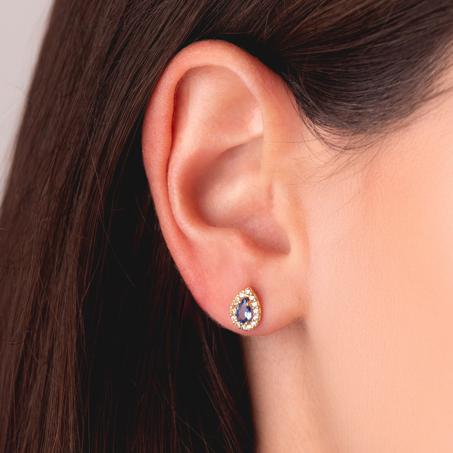 Cristine blue earrings: 18 kt yellow gold with zirconias