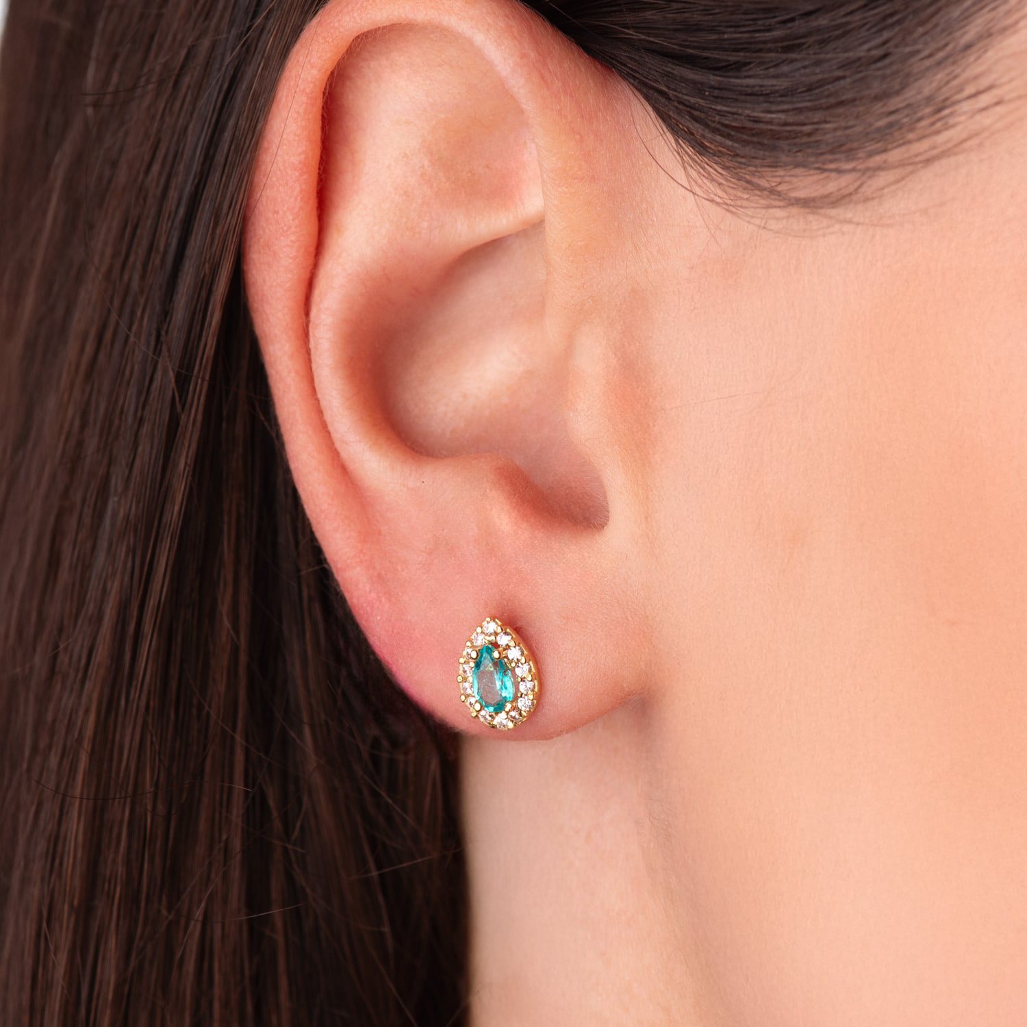 Cristine topaz earrings: 18 kt yellow gold with zirconias