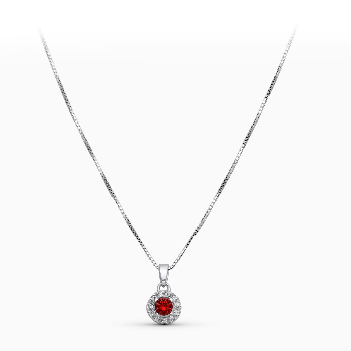 Venice red necklace: 18 kt white gold with zirconias