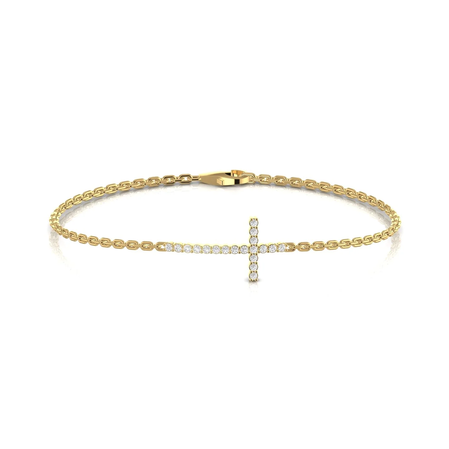 Symbol cross bracelet: yellow gold with 0.23ct diamonds