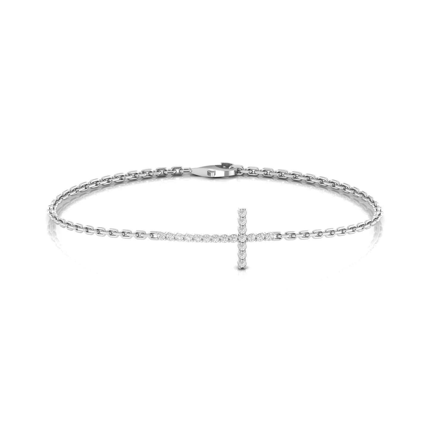 Symbol cross bracelet: white gold with 0.23ct diamonds