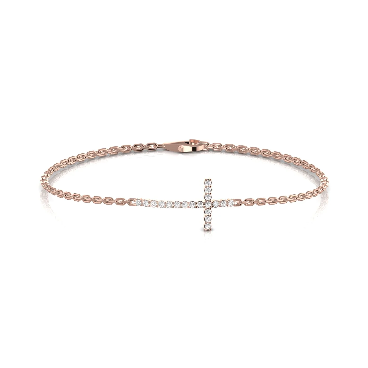 Symbol cross bracelet: rose gold with 0.23ct diamonds