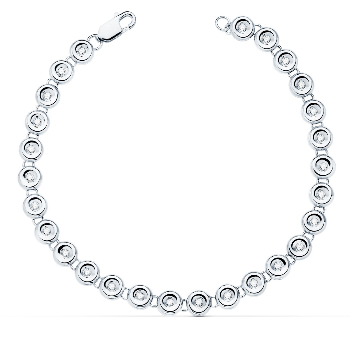 Line bracelet: 18 kt white gold with diamonds