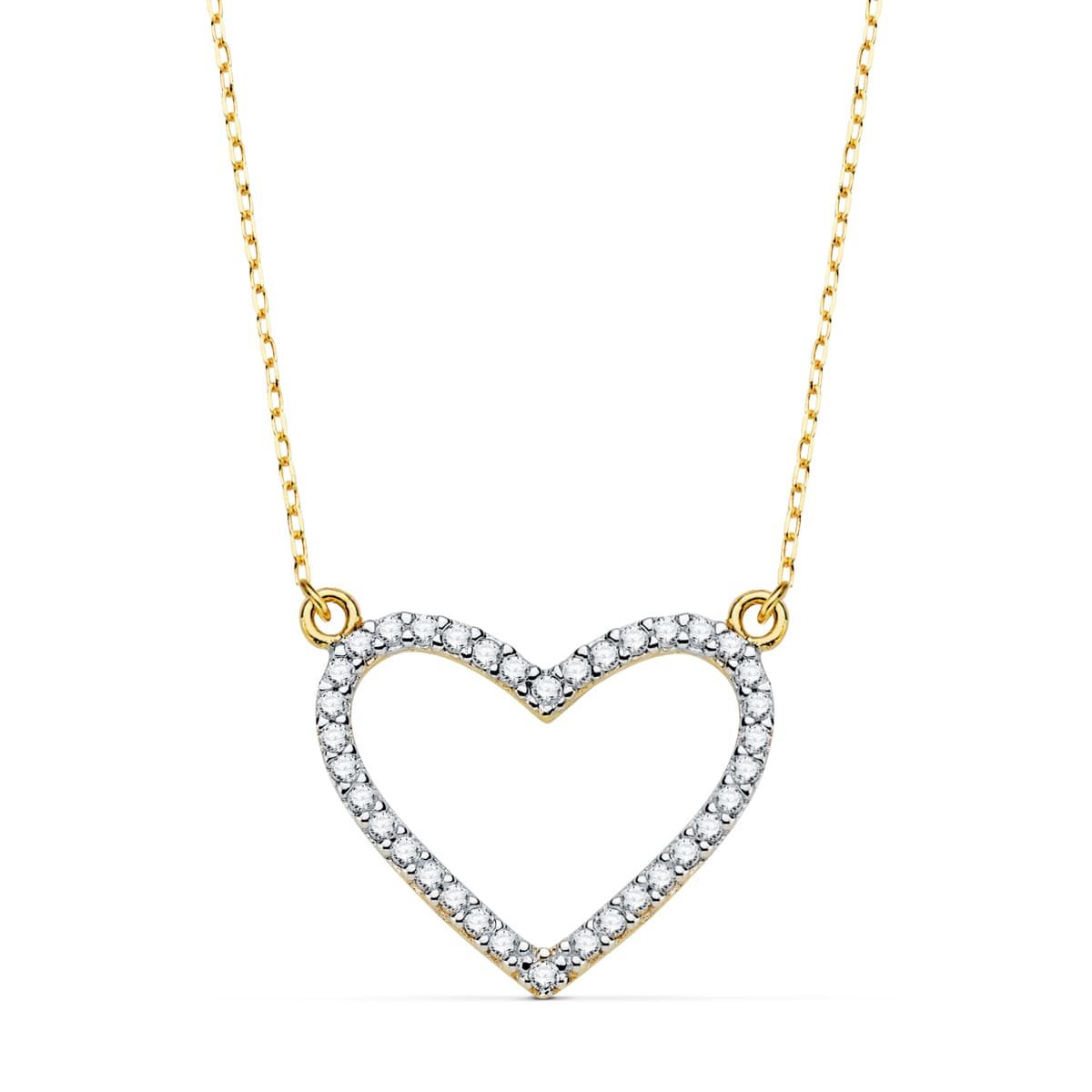 Amore necklace: 18 kt bicolor gold with zirconias