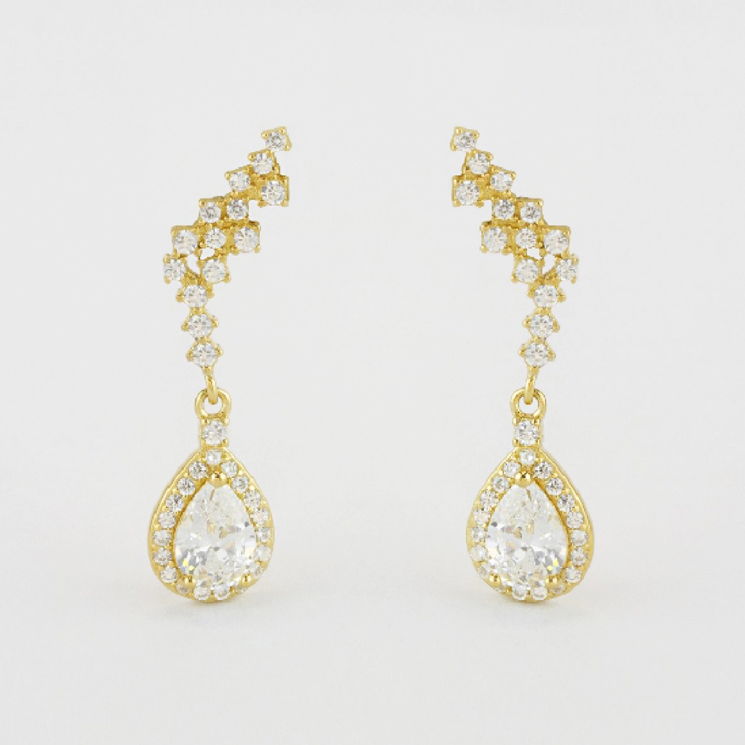 Wing earrings: 925 sterling silver 18 kt gold plated with zirconias