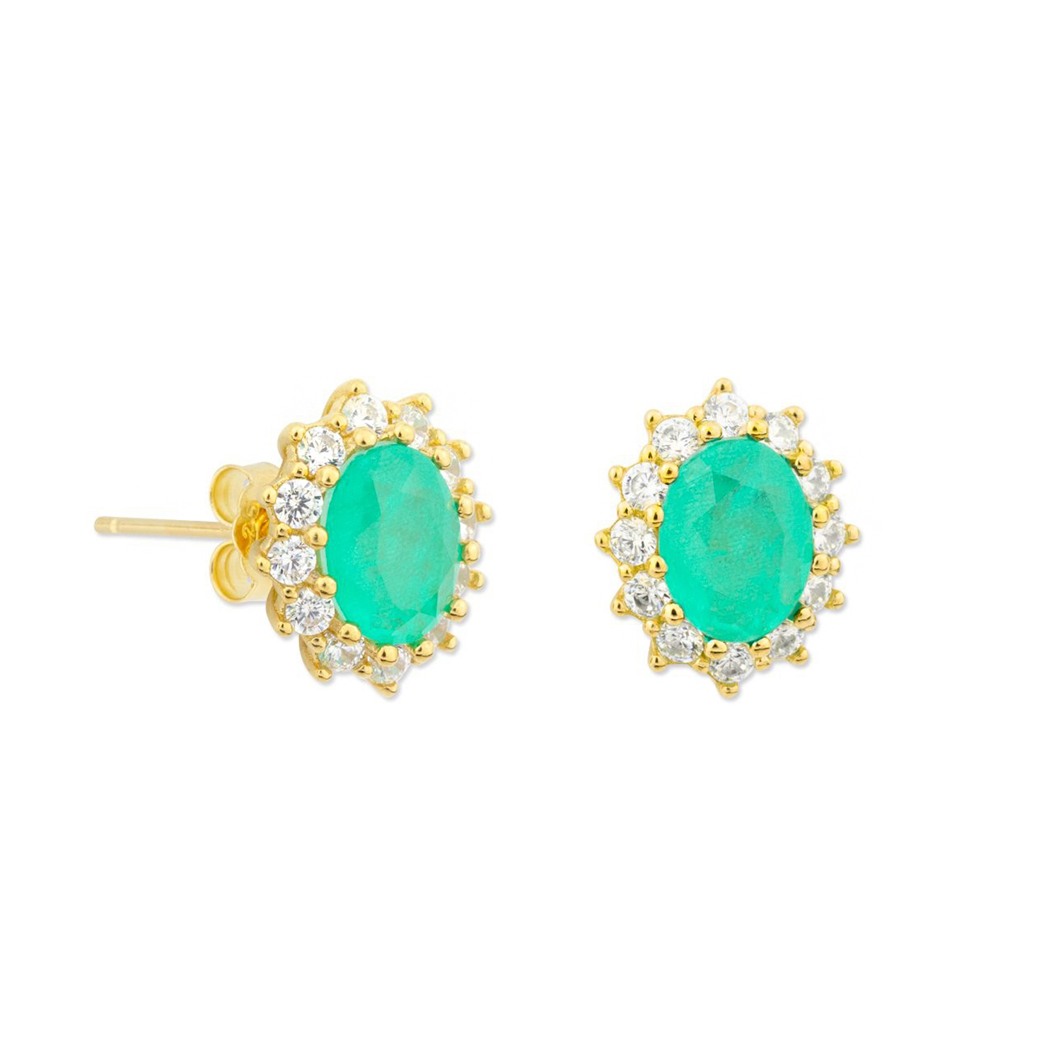 Royal earrings: 925 sterling silver 18 kt gold plated with zirconias