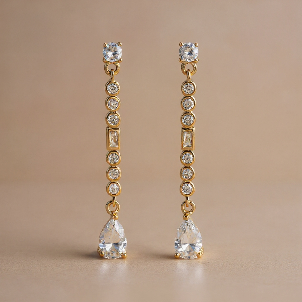 Louise earrings: 925 sterling silver 18 kt gold plated with zirconias