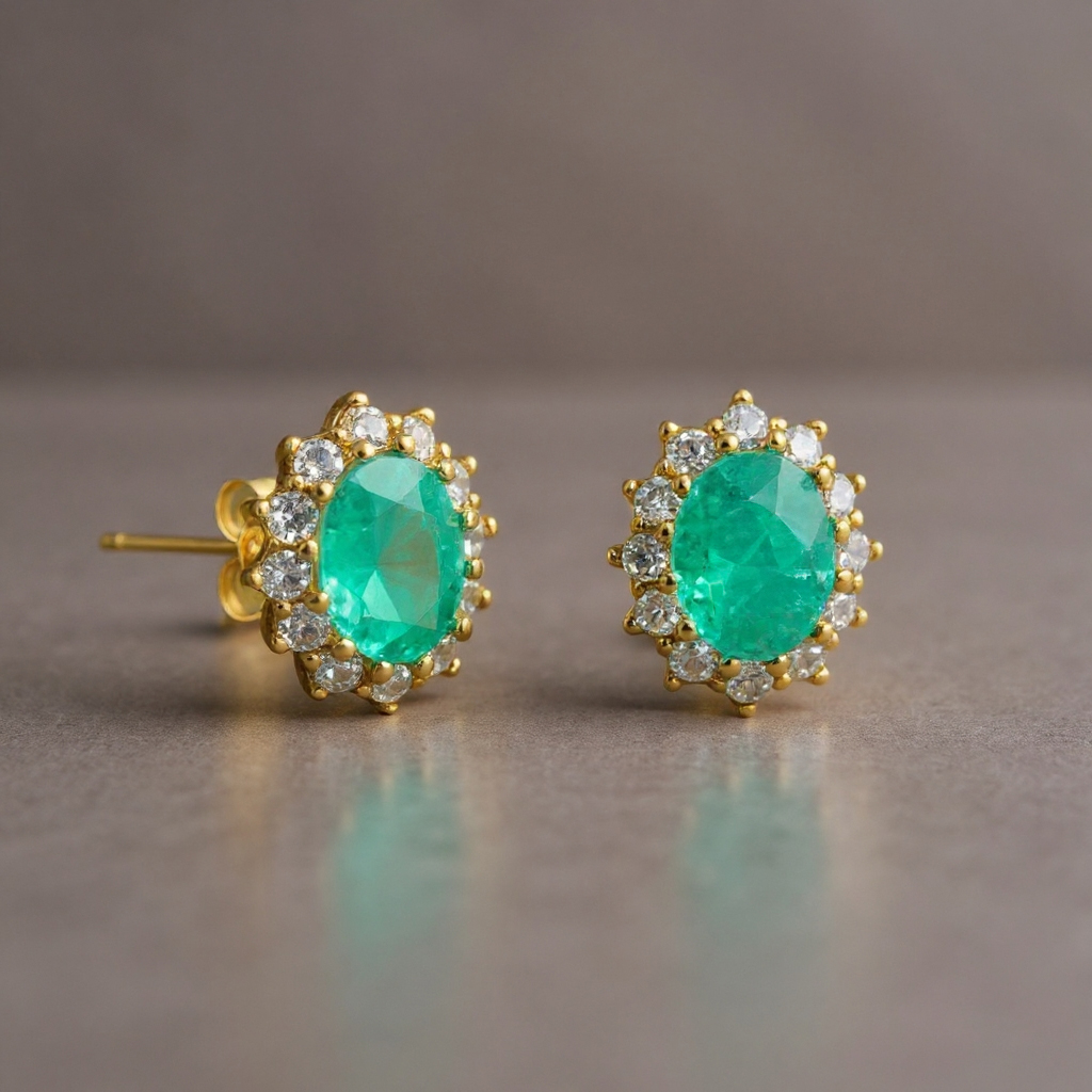 Royal earrings: 925 sterling silver 18 kt gold plated with zirconias