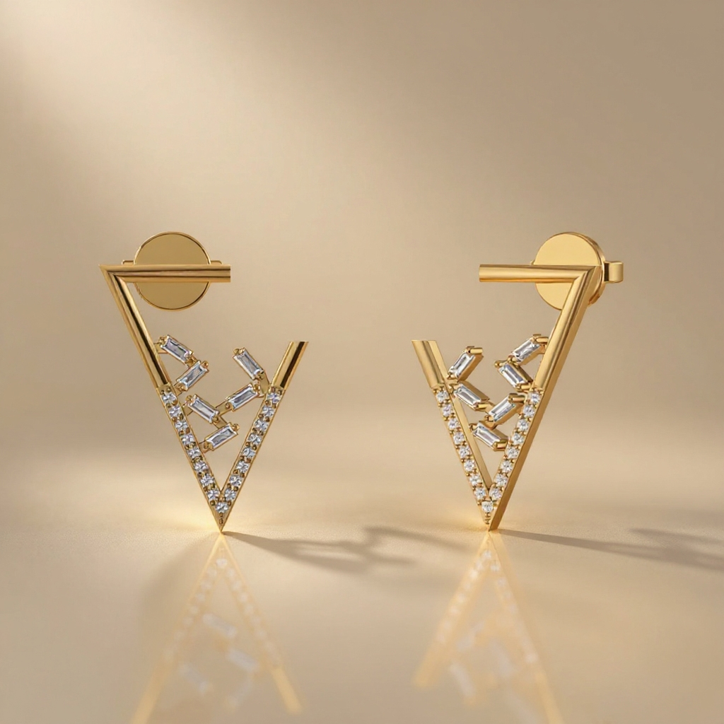 V open earrings: yellow gold with 0.39ct diamonds
