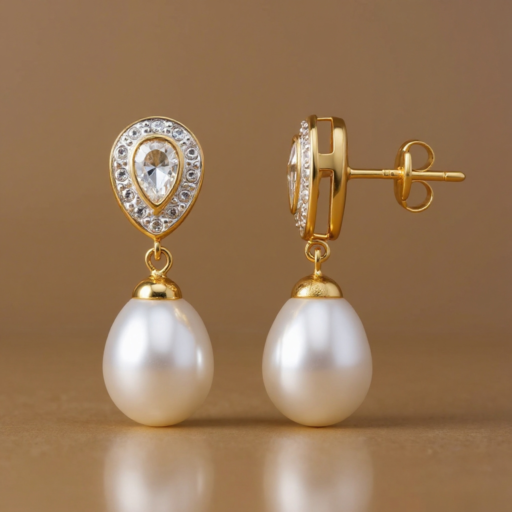 Teardrop earrings: 18 kt bicolor gold