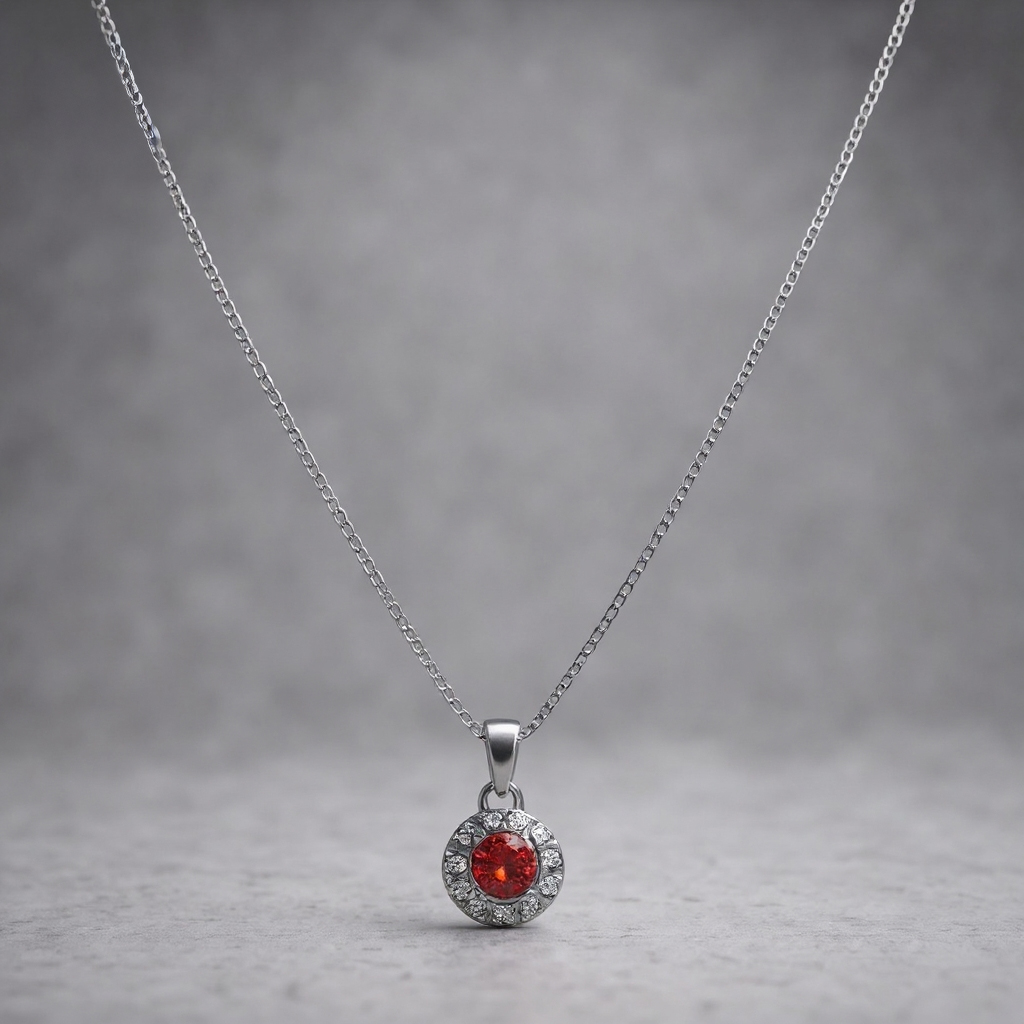 Venice red necklace: 18 kt white gold with zirconias