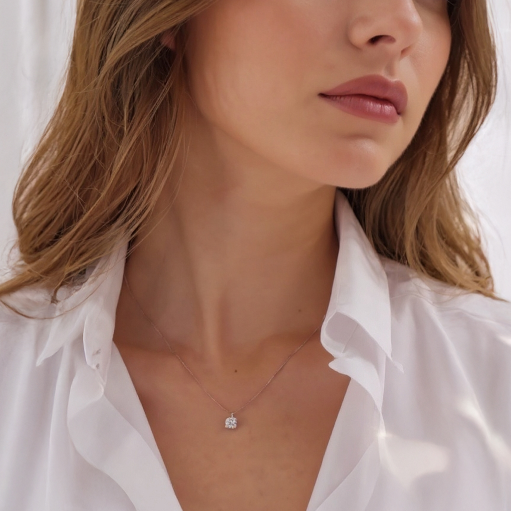 Lively necklace: 18 kt white gold with 6mm zirconia