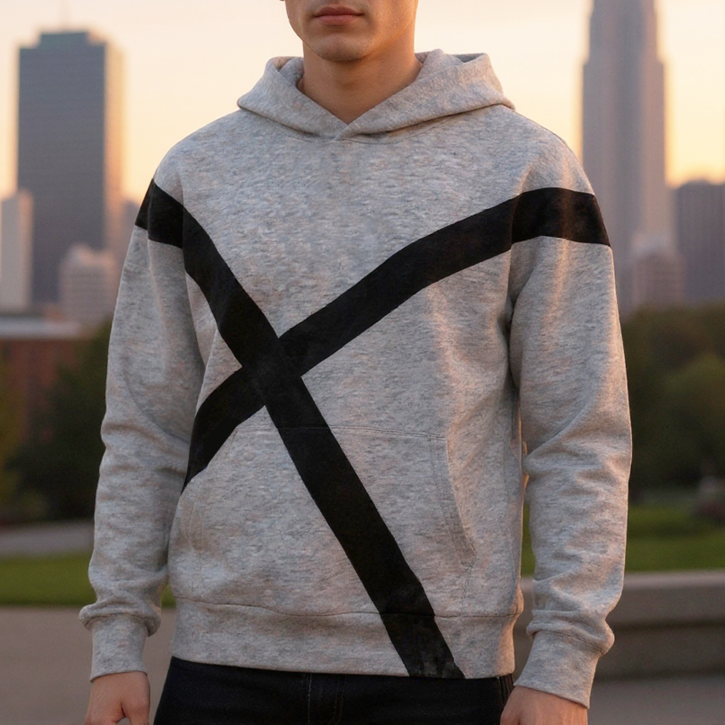 X grey hand-painted hoodie