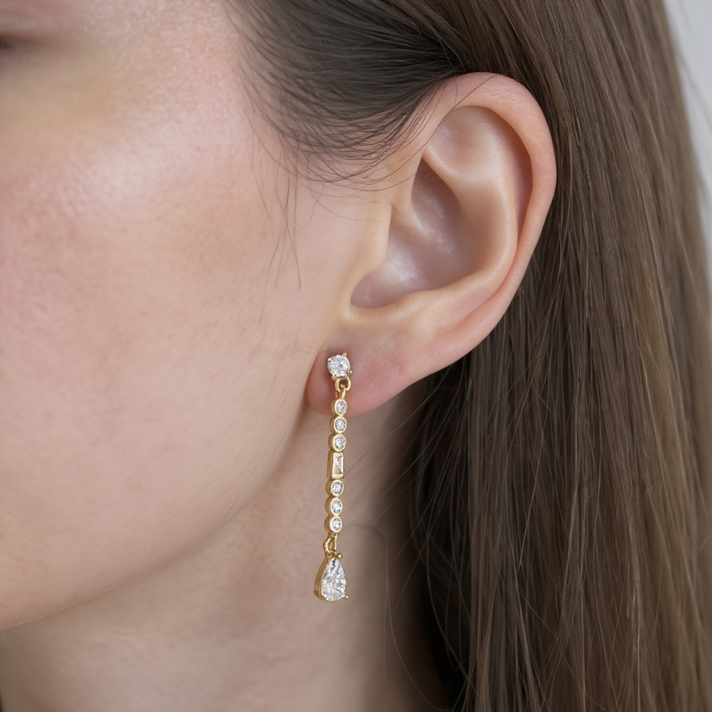 Louise earrings: 925 sterling silver 18 kt gold plated with zirconias