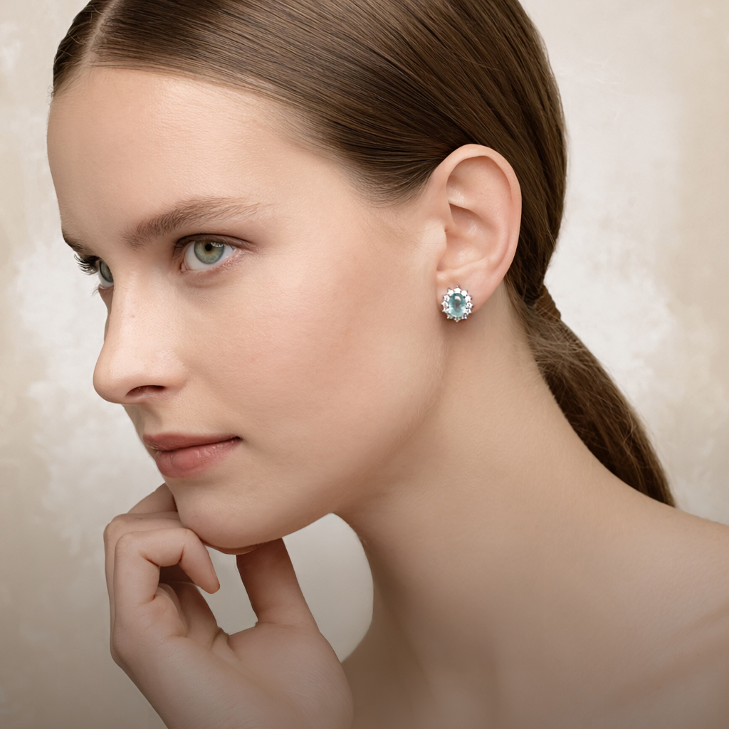 Royal aqua earrings: 925 sterling silver