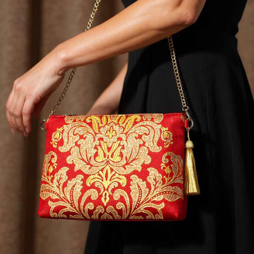 Fallera red gold leather bag