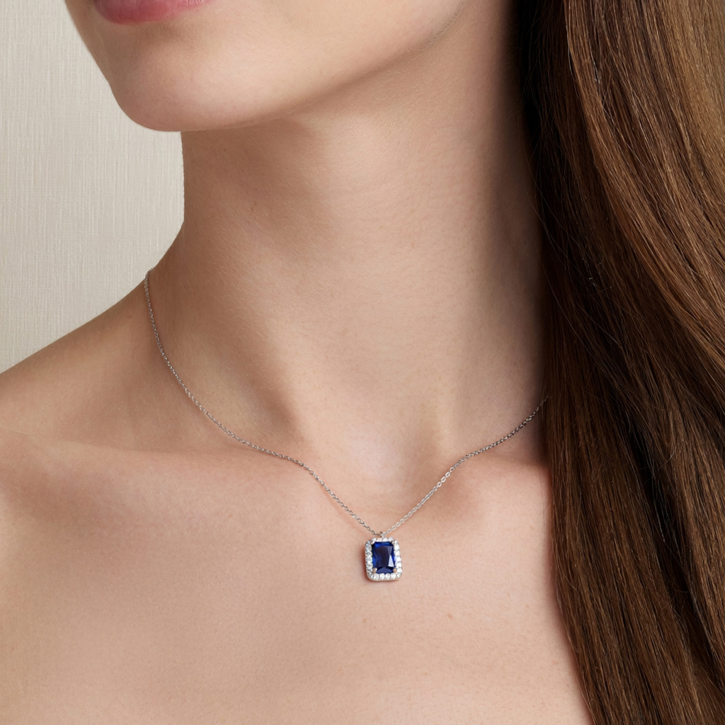 Sea necklace: 925 sterling silver with zirconias