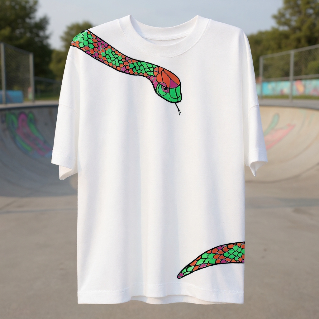 Snake white hand-painted T-shirt