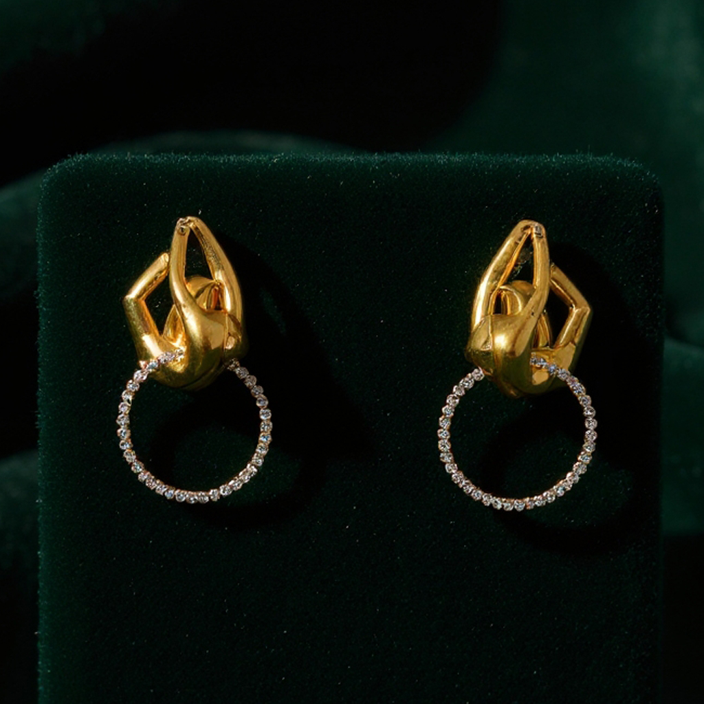 Ballerina mini hoop earrings · yellow gold with diamonds