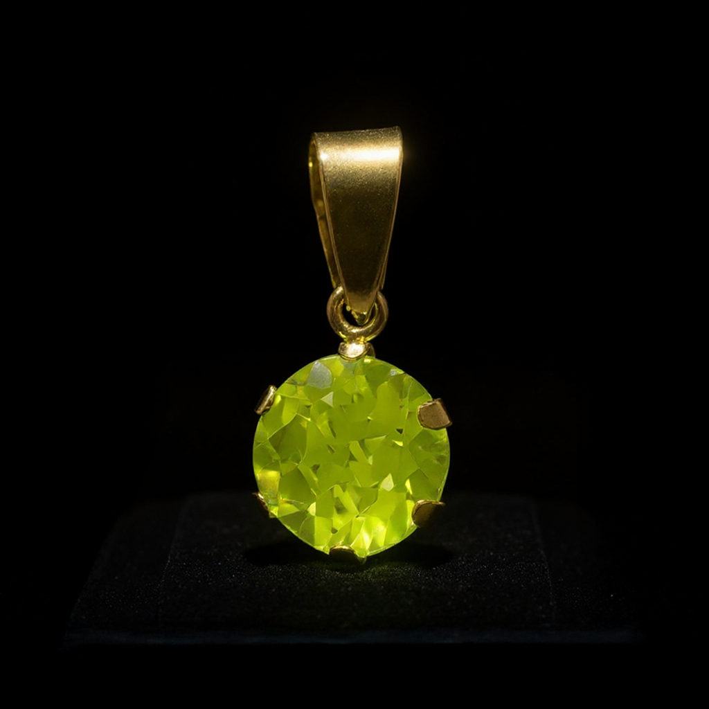 1.44 carat Olivine Pendant: 9 kt yellow gold