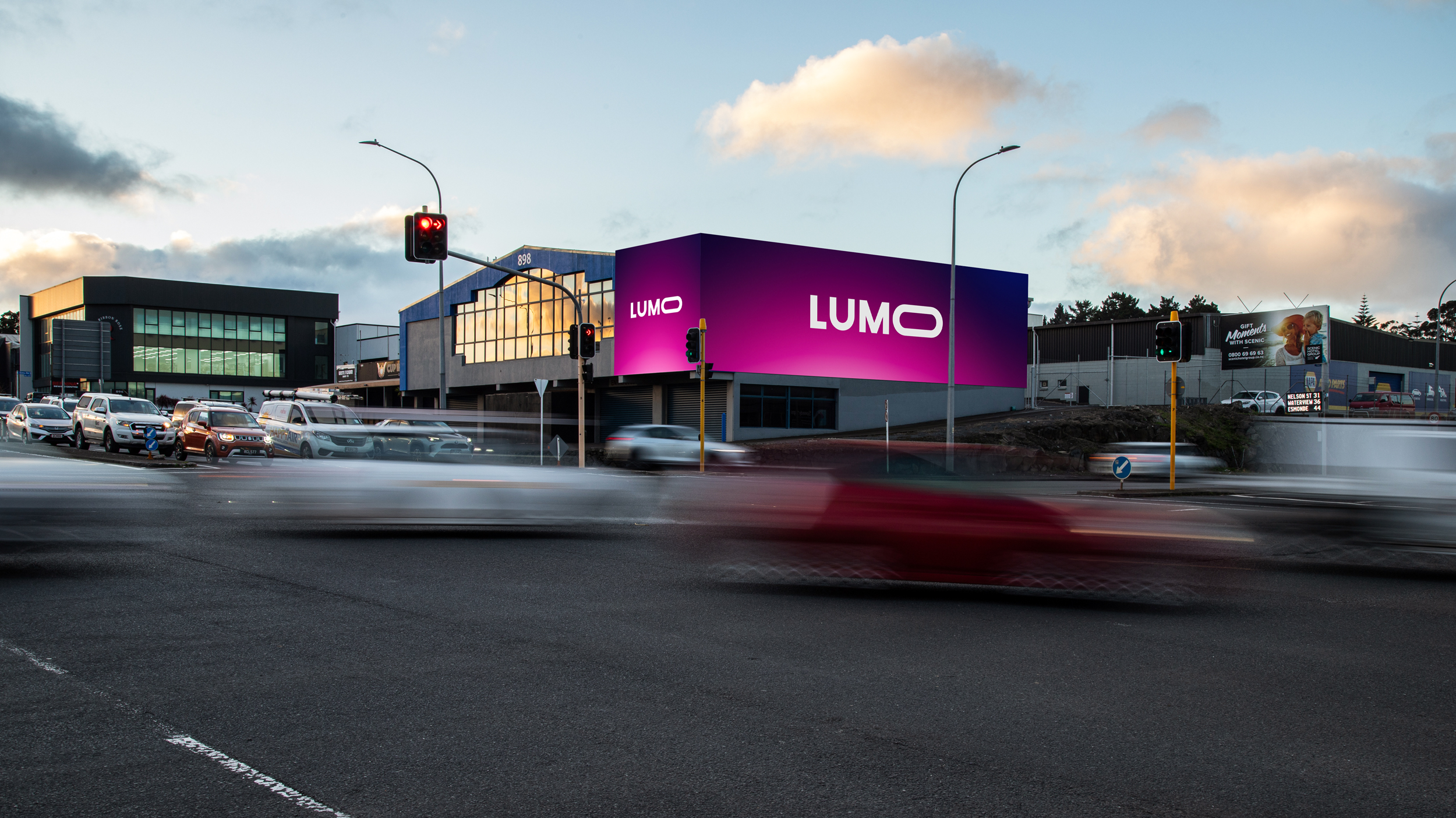 LUMO Great Southern Lights, New Zealand's landscape billboard, roadside digital, billboard, Subtle by LUMO