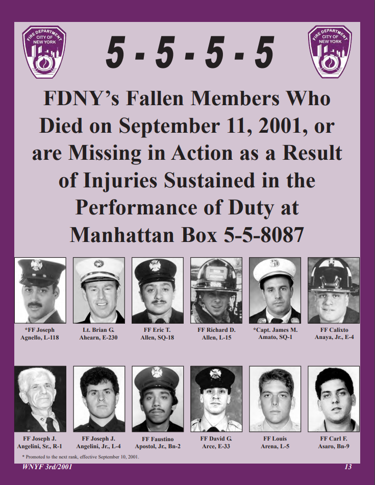 FDNY's fallen members who died on September 11 2001 - cover page