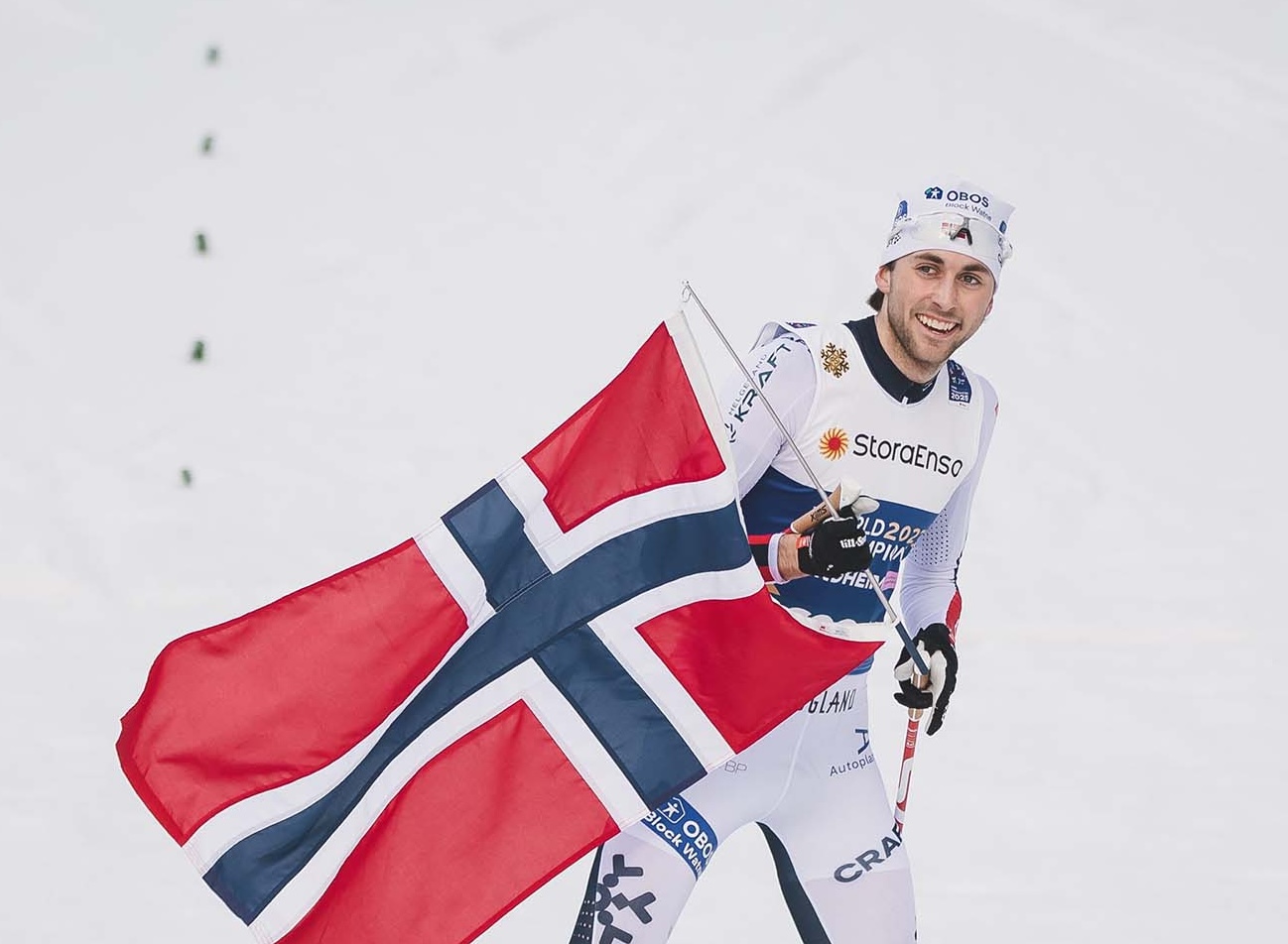 Jarl Magnus Riiber vinner nok et gull etter synskorrigering av Willy Pettersen. Anbefaler OSLO SYN