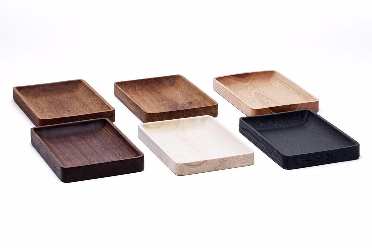 Nokk tray in six Anonymia wood finishes