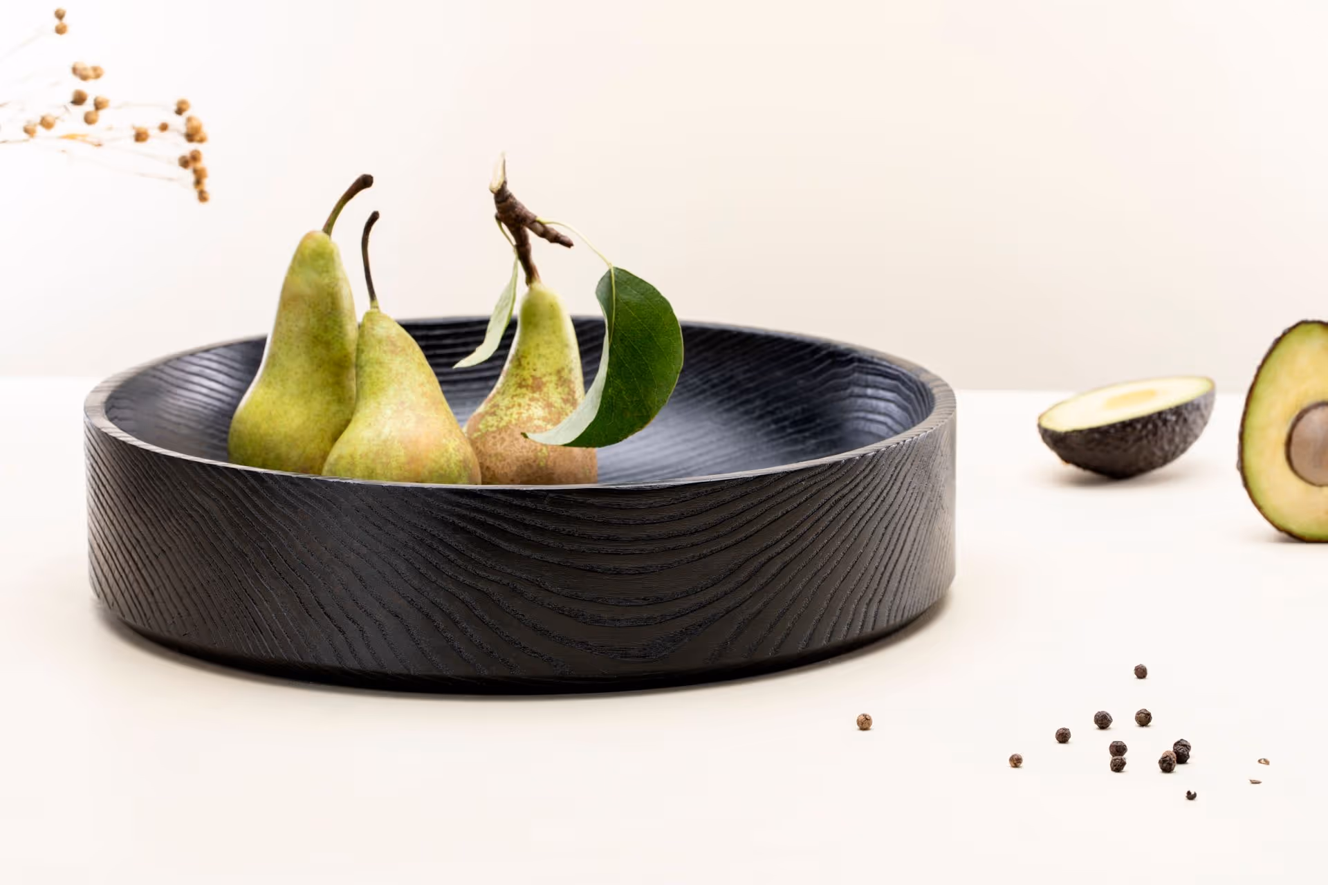 Chif yakisugi multipurpose tray styled in a Scandinavian interior by Anonymia, close-up view
