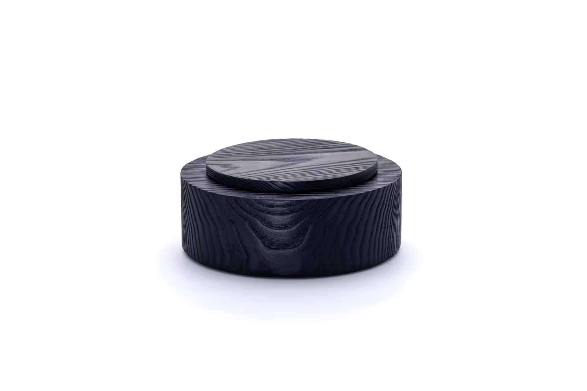Sandblasted oak lidded jar by Anonymia