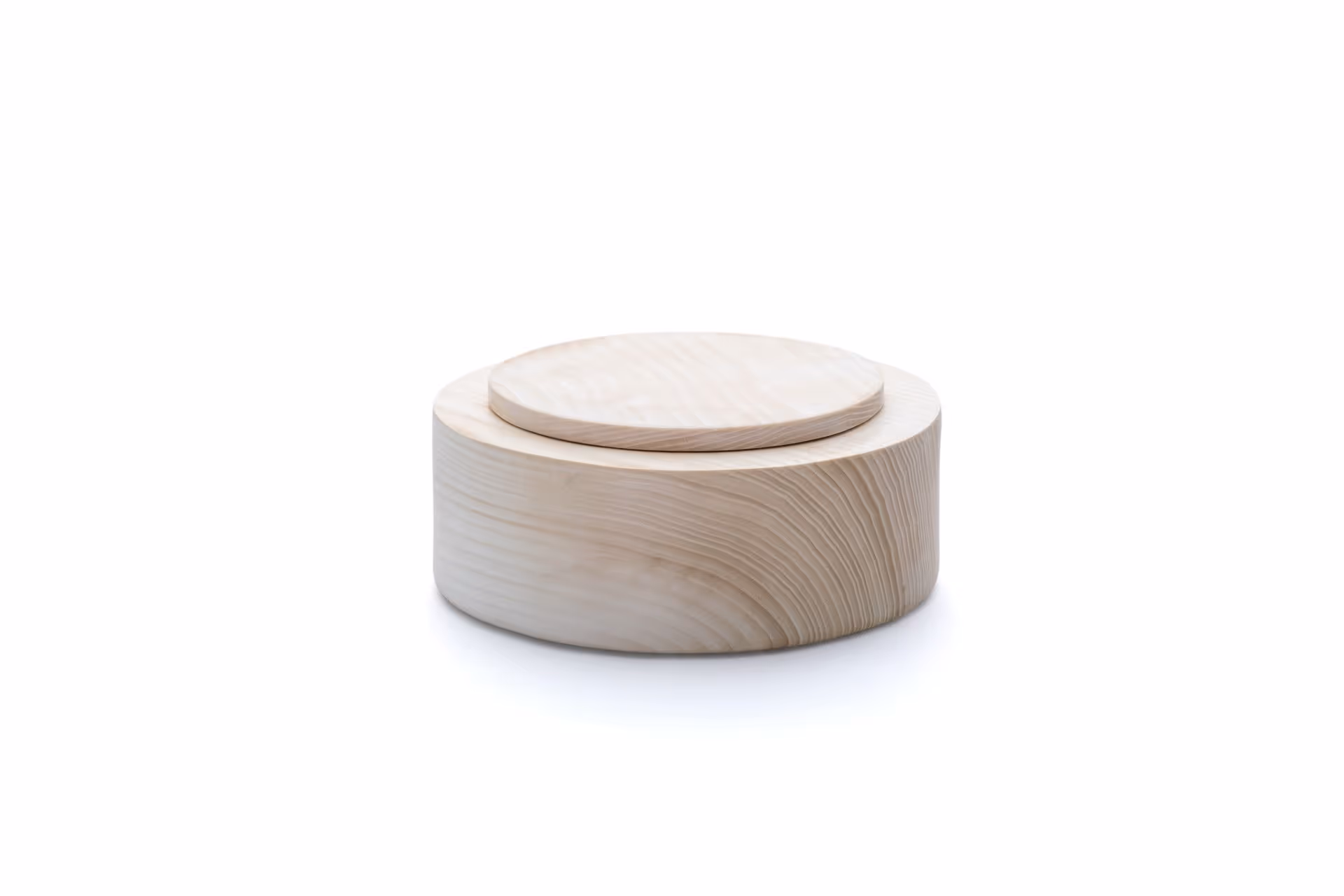 Sandblasted oak lidded jar with walnut lid by Anonymia