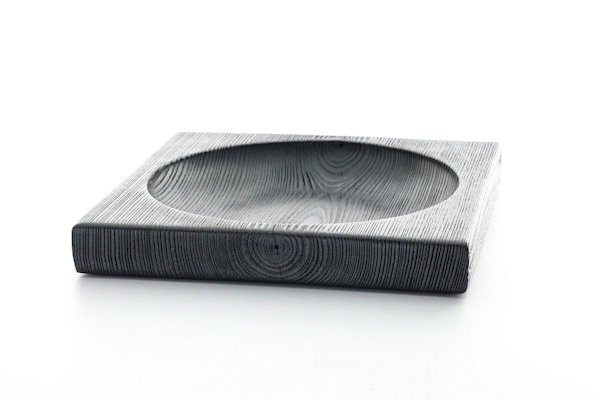 Animated close-up of yakisugi wood finish by Anonymia, detail shot