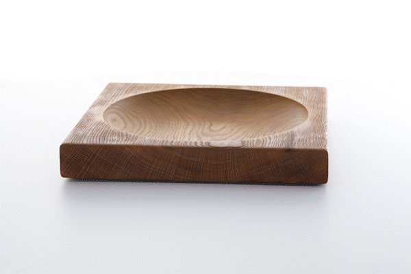 Animated close-up of sandblasted oak wood finish by Anonymia, detail shot