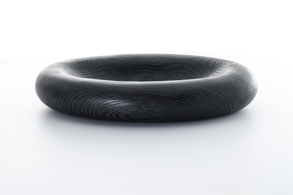 Animated close-up of yakisugi wood finish by Anonymia, alternate angle
