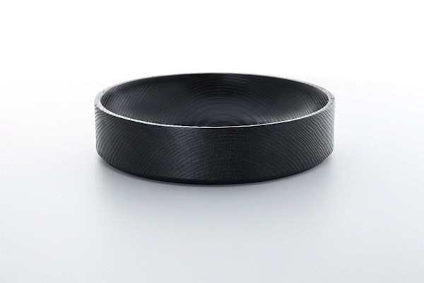 Animated close-up of yakisugi wood finish by Anonymia, lifestyle detail