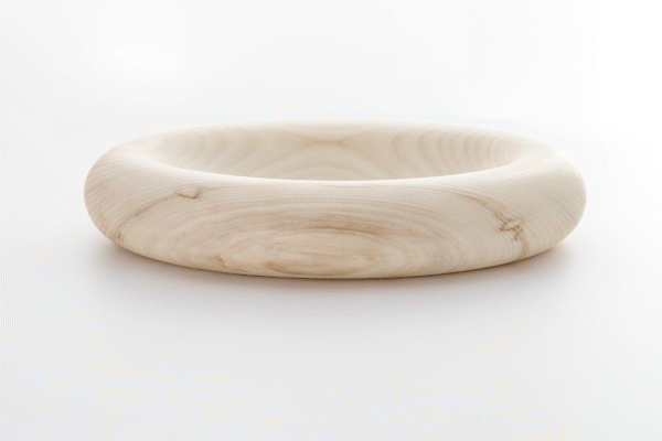 Clong bleached ash oval bowl by Anonymia, 360 degree animated view