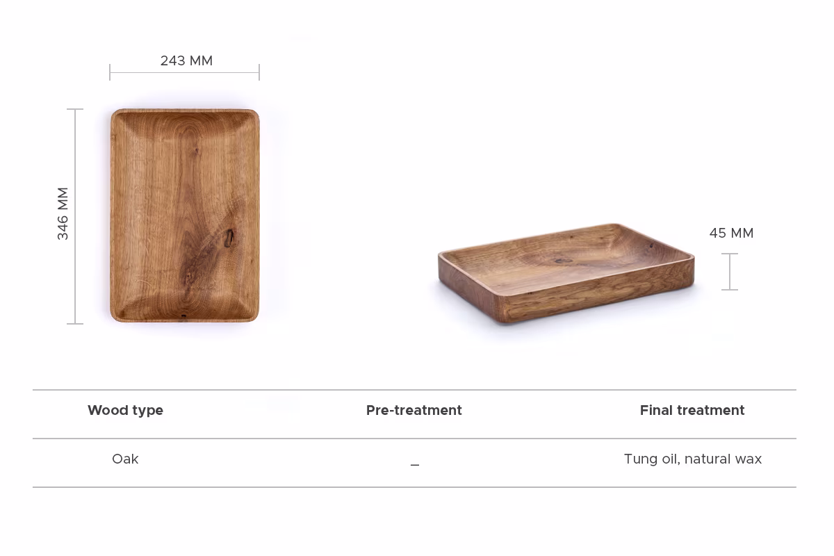 Oiled oak Nokk tray, Anonymia