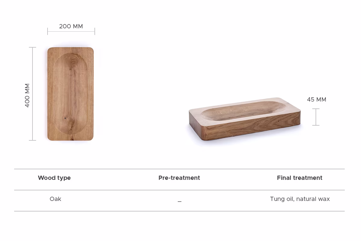 Oiled oak Chif tray, Anonymia